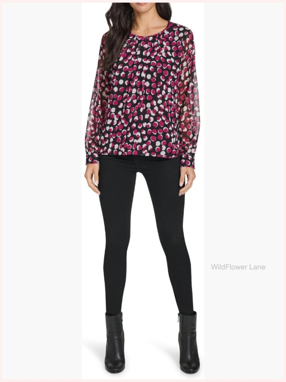 Long Sleeve Blouse, Lightweight, Regular Fit, Crew Neck, Machine Wash